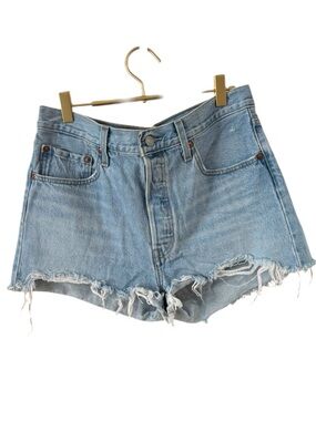 Levi's 501 Light Blue Frayed denim jean shorts